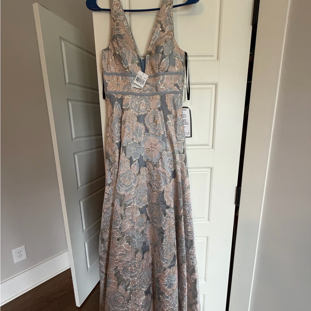 Floral Evening Gown in Blush and Silver